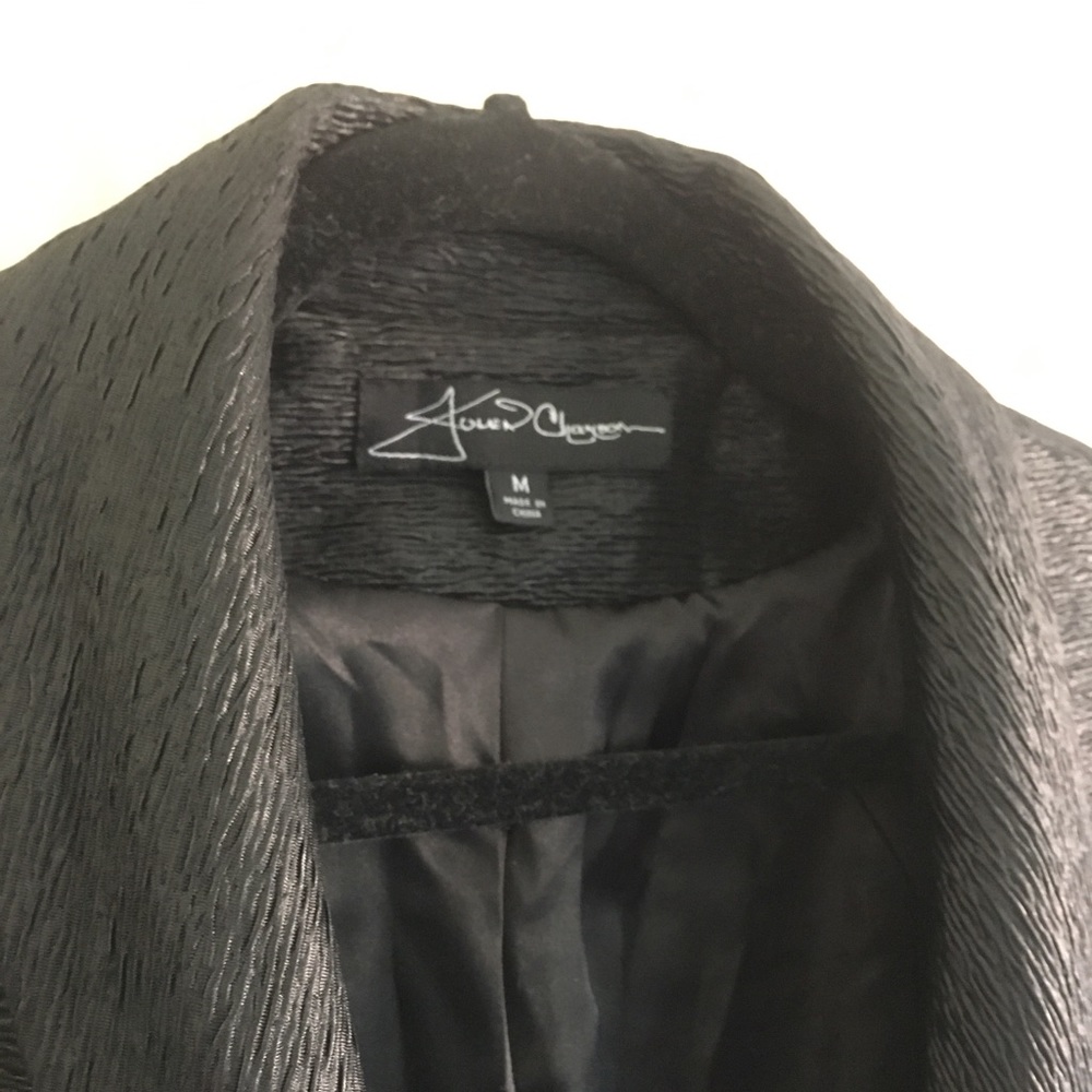 Black Textured Sharp-Shouldered Jacket M - image 4